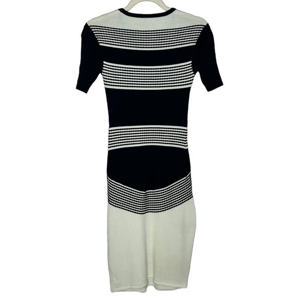 Ministry Of Style White and Black Color Block Knit Bodycon Dress - Picture 4 of 13